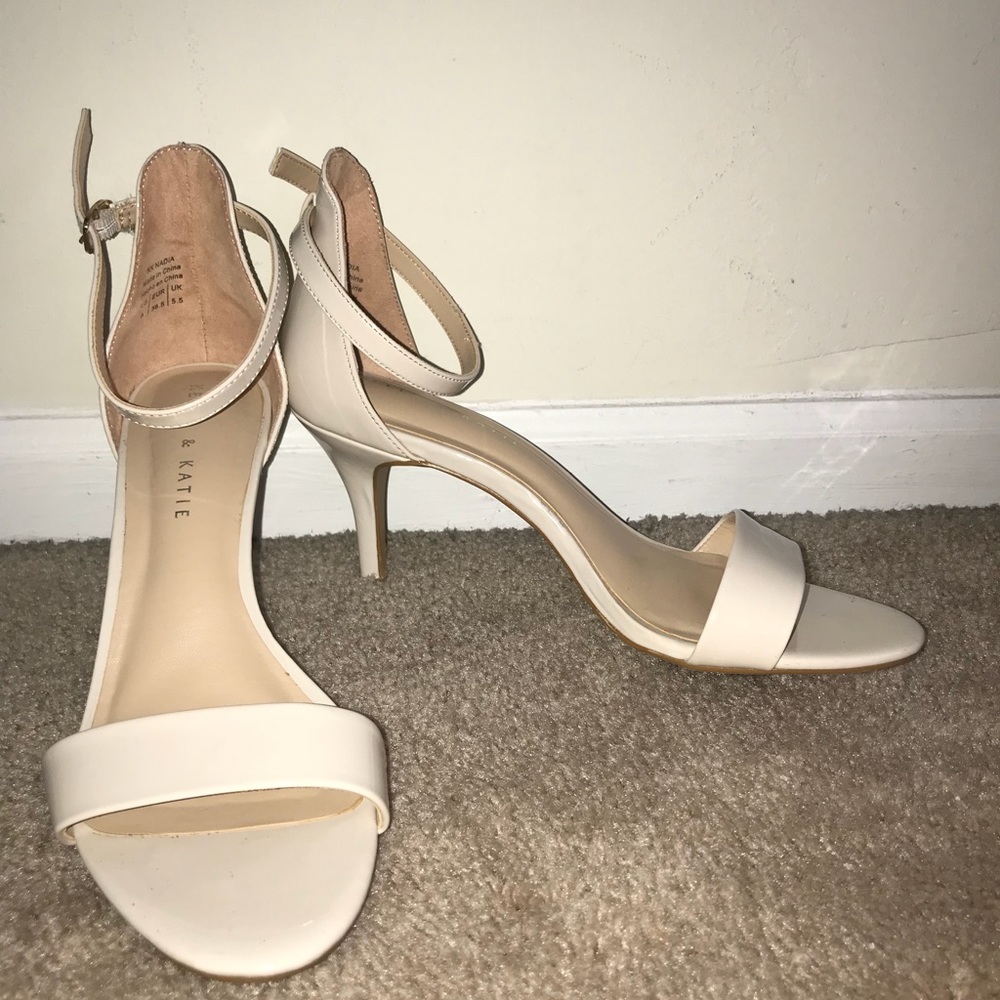 Kelly and Katie 3 inch nude heels.